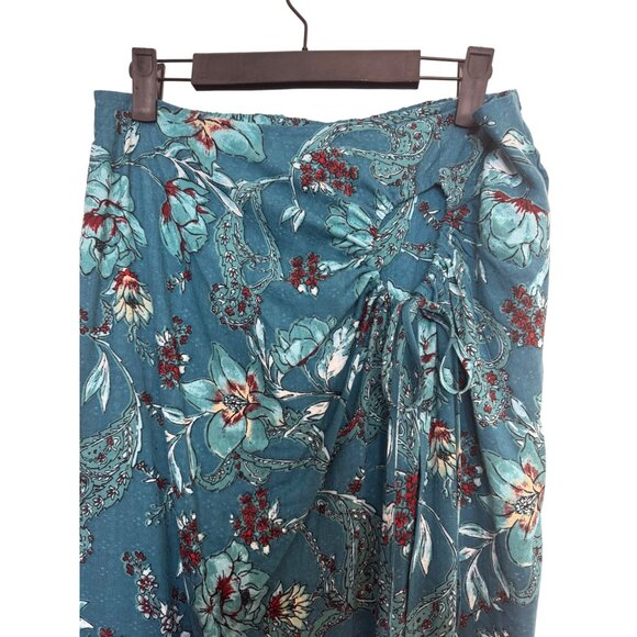 NWT Band Of The Free Large In Floral Print Boho Teal Red Aqua Maxi Skirt - Picture 4 of 16